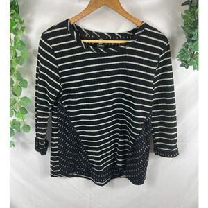 Bobeau striped 1/4 sleeve knit top
